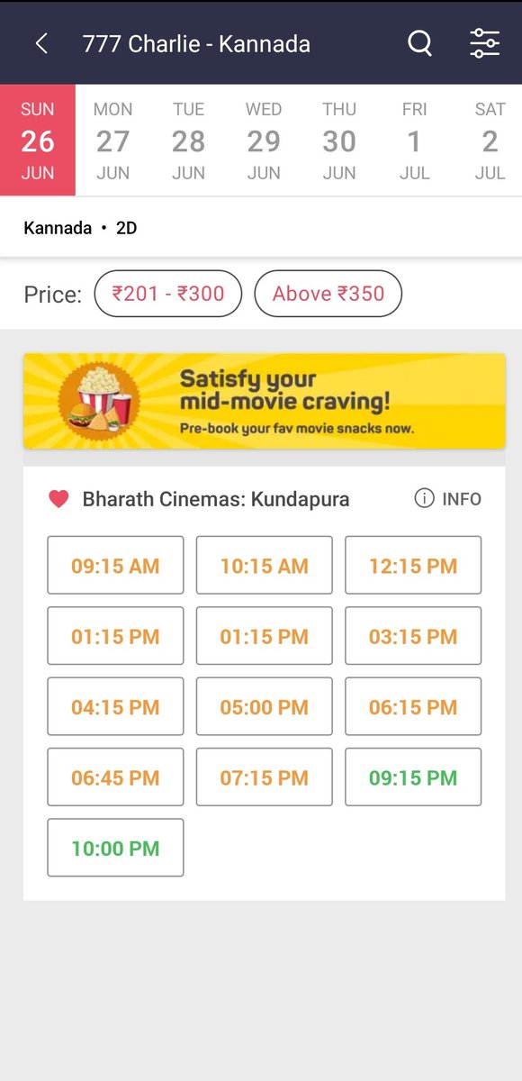 AbhilashDevadi1's tweet photo. 3rd sunday bookings for #777charlie on Kundapura🔥✌️
As I promised I'm going with my family & booked for 12:15pm show. It's my 2nd time, so I was excited to show the movie to my family 🤟
@rakshitshetty @Kiranraj61 @777CharlieMovie @RajbShettyOMK
#777charliereview https://t.co/xSEzk8CMLt