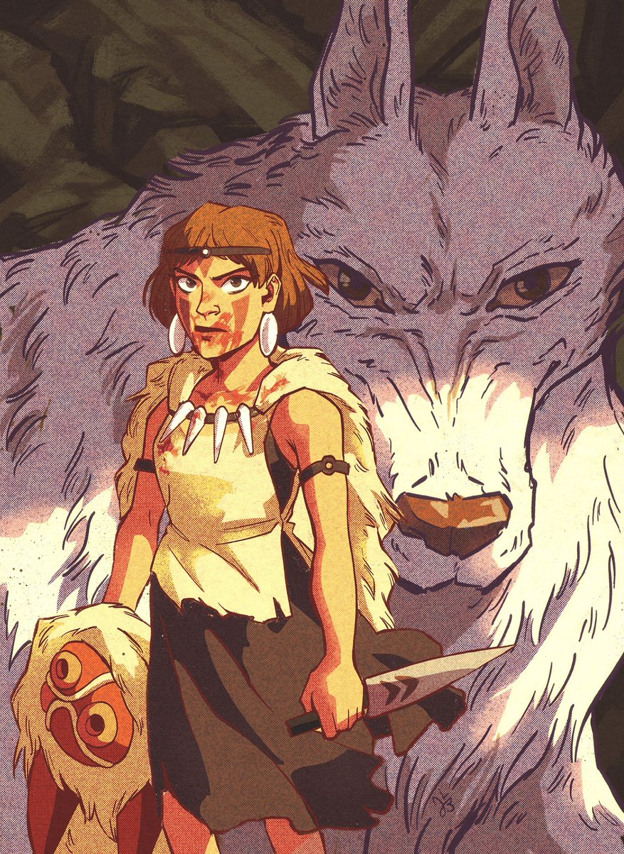 luluminated's tweet photo. Some fanart I made while rewatching Princess Mononoke— drawing San is surprisingly therapeutic. https://t.co/phb2v3YPGd
