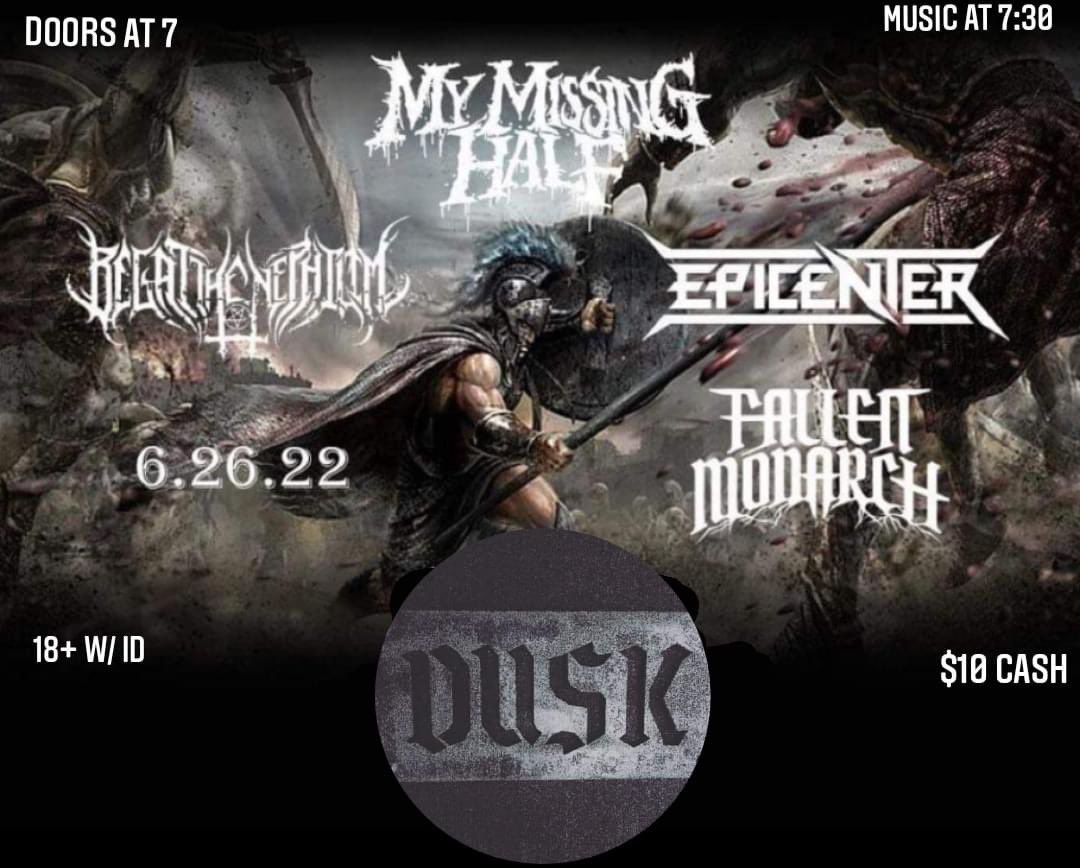 mymissinghalf's tweet photo. Venue change for tomorrow night - hitting Dusk in Providence with @begathenephilim, @EpicenterMetal, &amp; Fallen Monarch.
Thanks to Dusk for saving this show last-minute! Flyers w/ info below, come party 🎉 
 
📸: Michael Alvarez https://t.co/ZIGwdmlKQs