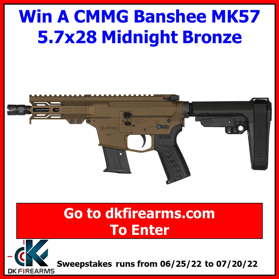 DkFirearms's tweet photo. New Gun Giveaway At DK Firearms! 

Win A CMMG Banshee MK57 5.7x28 Midnight Bronze

https://t.co/2qnqfEWf2v

#gungiveaway https://t.co/SA9ohq30Ri