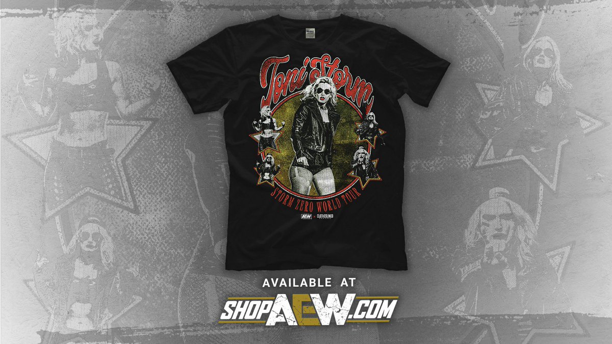 #ToniStorm is on a Storm Zero World Tour! Get her NEW shirt today at ShopAEW.com! #shopaew #aew #allelitewrestling