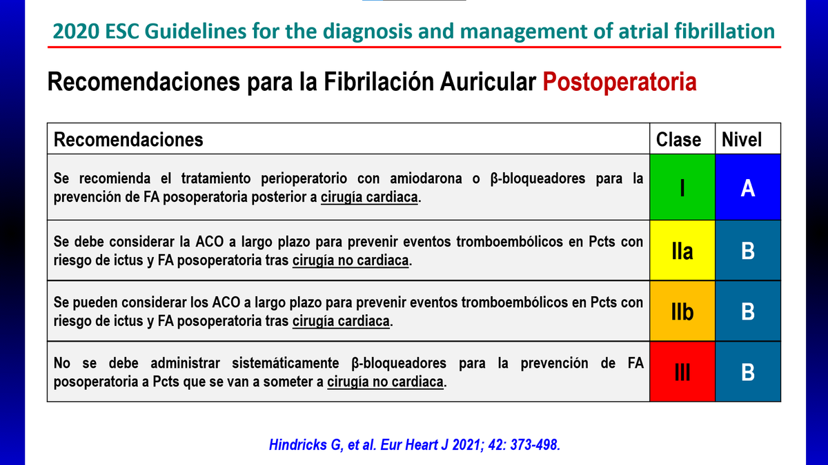 La FA Post-Op en Cx Cardíaca y en Cx No Cardíaca son entidades diferentes, para muestra miren como difieren las recomendaciones para ambas en la Guía 2020 ESC doi.org/10.1093/eurhea… @mencardio @HeliodoroRodri5 @CardiologiaSVC @SIAC_cardio @yolyabreuh @gonzaeperez @manuelpatete