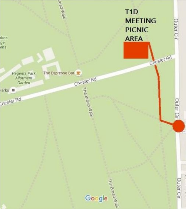 AndySlowey's tweet image. Summer PICNIC!
Hey #GBDoc, anyone in London on 2 July near Regent Park fancy catching up with a bunch of other awesome PWD? Meetup near Chester Gate (see pic) look for tech or listen for D speak. Starts ~2pm till late with retirement to pub. Good chillax afternoon.