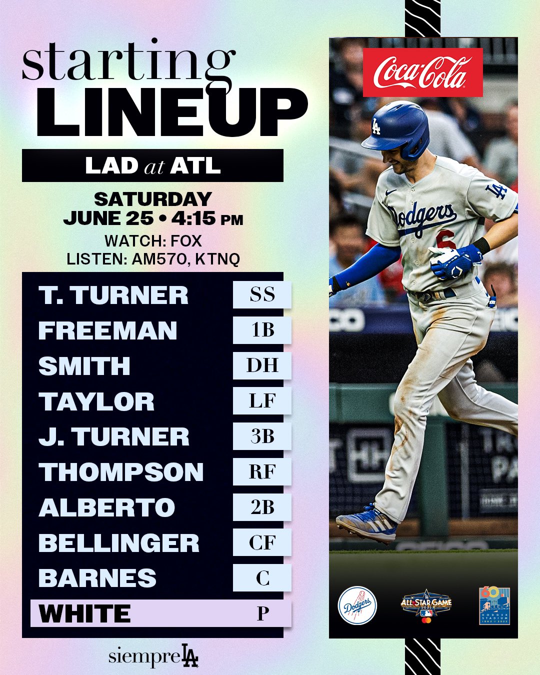 Los Angeles Dodgers on Twitter "Today’s Dodgers lineup at Braves