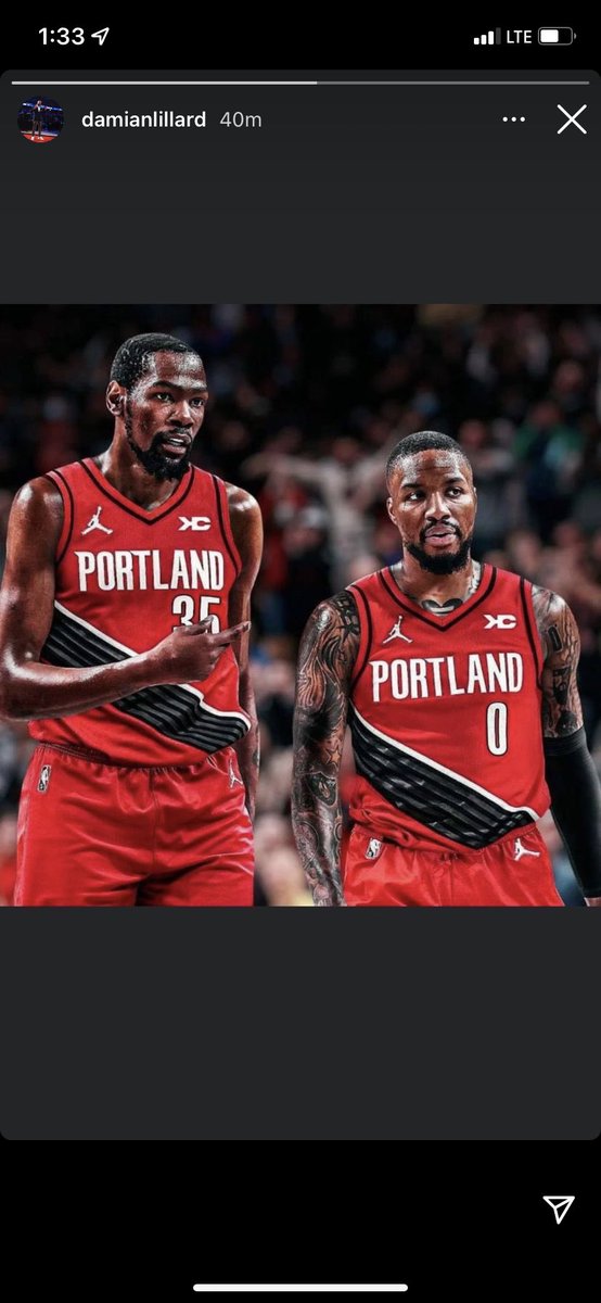 JessePyrch503's tweet photo. Come to Portland @KDTrey5 &amp; let’s take down the Warriors! @Dame_Lillard and you would be lethal on the @trailblazers! No better teammate than Dame! #RipCity https://t.co/Tqr0KhGt2F