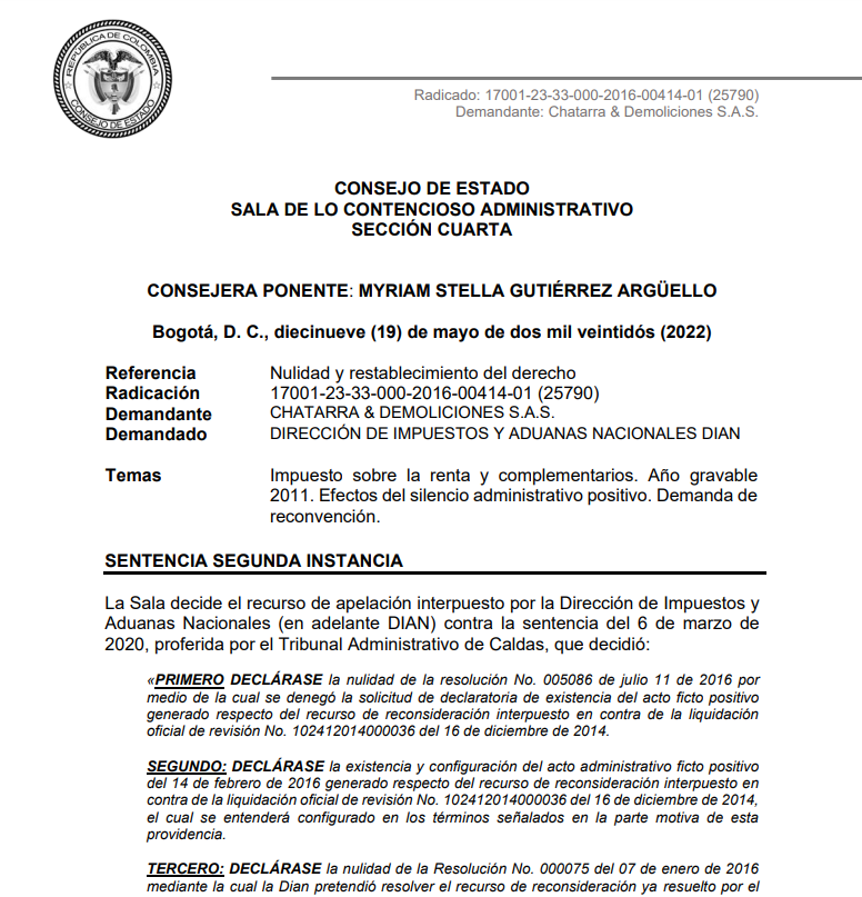SENTENCIA RECOMENDADA 🗣 

#Tributario 🔹
Configuración del silencio administrativo positivo en asuntos tributarios anularía el acto inicial y el que resuelve el recurso de reconsideración: Consejo de Estado

Rad: 00414-01 (25790)