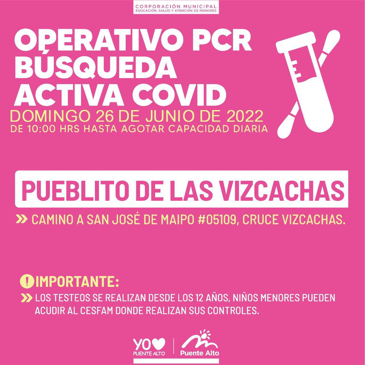 cmpuentealto's tweet photo. #OperativoPCR #Influenza Domingo 26 de junio. https://t.co/0eZccbNeIw