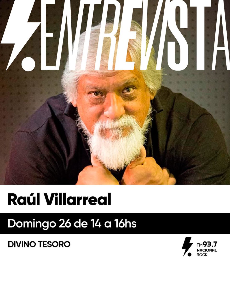 💣Mañana llega al piso de Divino Tesoro Raul Villarreal, quien acompañó durante 20 años a Omar Chabán en Cemento.

📻Domingo de 14 a 16hs por <a href="/nacionalrock937/">Radio Nacional Rock FM 93.7</a>