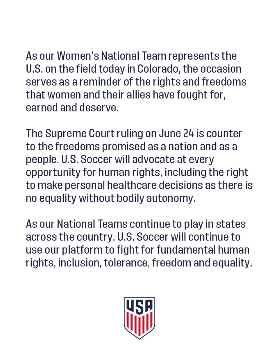 ussoccer's tweet photo. Statement from U.S. Soccer: https://t.co/SNCvnfNkHj