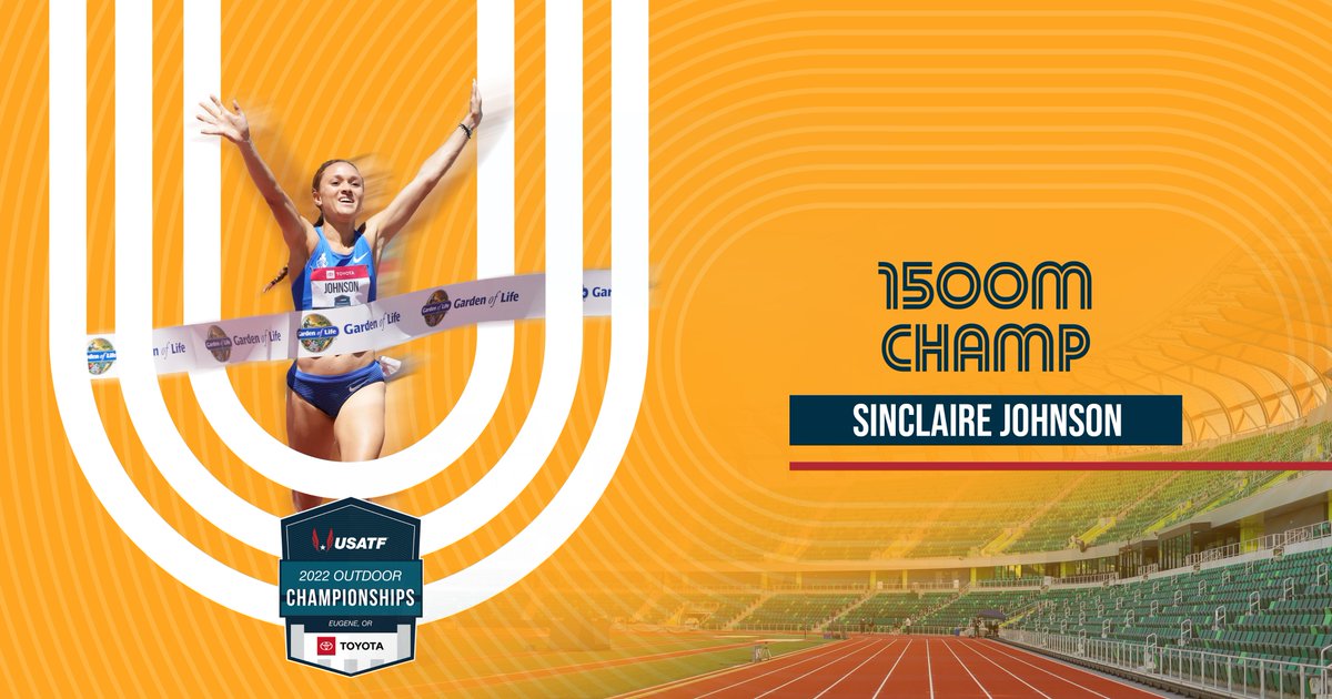 Johnson, in an impressive final stretch, finished first place in the <a href="/gardenofliferaw/">Garden of Life®</a> 1500m at the <a href="/Toyota/">Toyota USA</a> USATF Outdoor Championships. 

🥇<a href="/sinclaireeee/">Sinclaire Johnson</a> - 4:03.29
🥈<a href="/CoryMcGeeRuns/">Cory McGee</a> - 4:04.52
🥉<a href="/ellepurrier/">Elle Purrier</a> - 4:05.14

#JourneyToGold #USATFOutdoors
