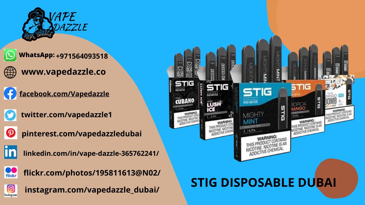 vapedazzle.co/product/stig-d…

STIG DISPOSABLE VAPE DUBAI
STIG DISPOSABLE VAPE the Volcanic Vapor Cigar is a revolutionary hybrid of two top-selling products. This product combines the greatest features of both the Volcano Vaporizers and the Stig Vaporizers.
#vapedubai #vapeshop #vape