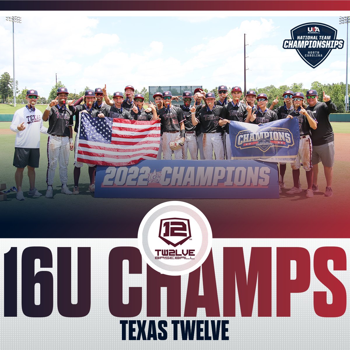 Not ☝️, but ✌️ gold medals for <a href="/TwelveBaseball/">Texas Twelve</a> ‼️

Congrats on winning the 16U #ChampsNC22⚾️!