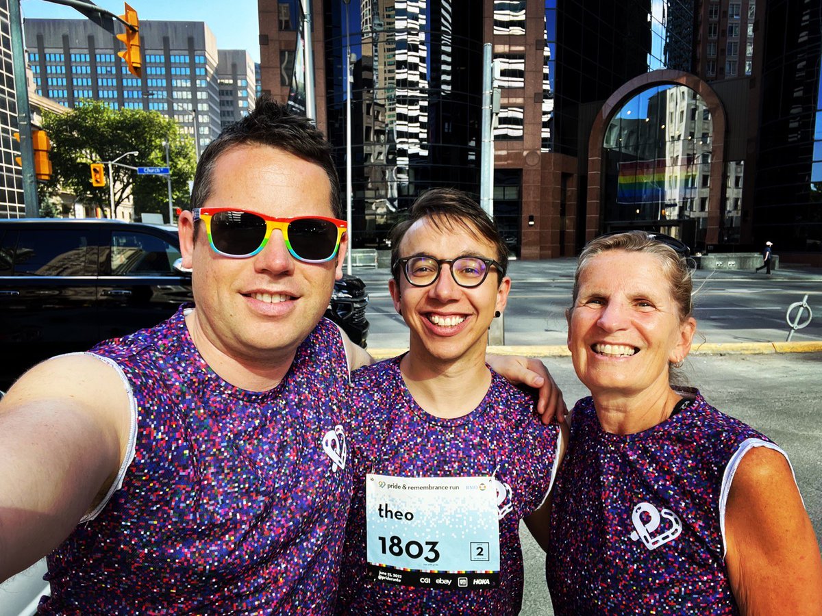 Happy Pride everyone! SO happy to have been back at the ⁦@PrideRunTO⁩ this morning with Chris and Theo. Joyful family Pride tradition! Thanks everyone who made the run happen after 2 long years and runners, well done!! 🌈💕