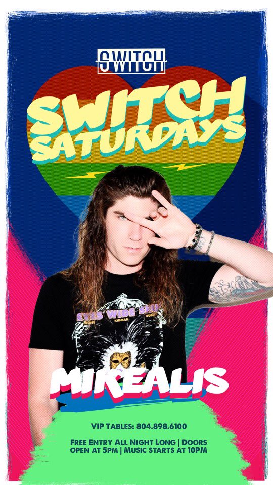 MIKEALIS's tweet photo. ROCKING #SWITCHRVA TONIGHT FROM 10-2am! 🥳🎚 https://t.co/V4qaQ7rhhM