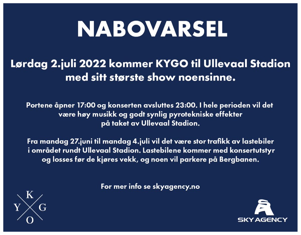 Snart kommer KYGO  #nabovarsel #støy #nordreAker #kygo #Ullevaal