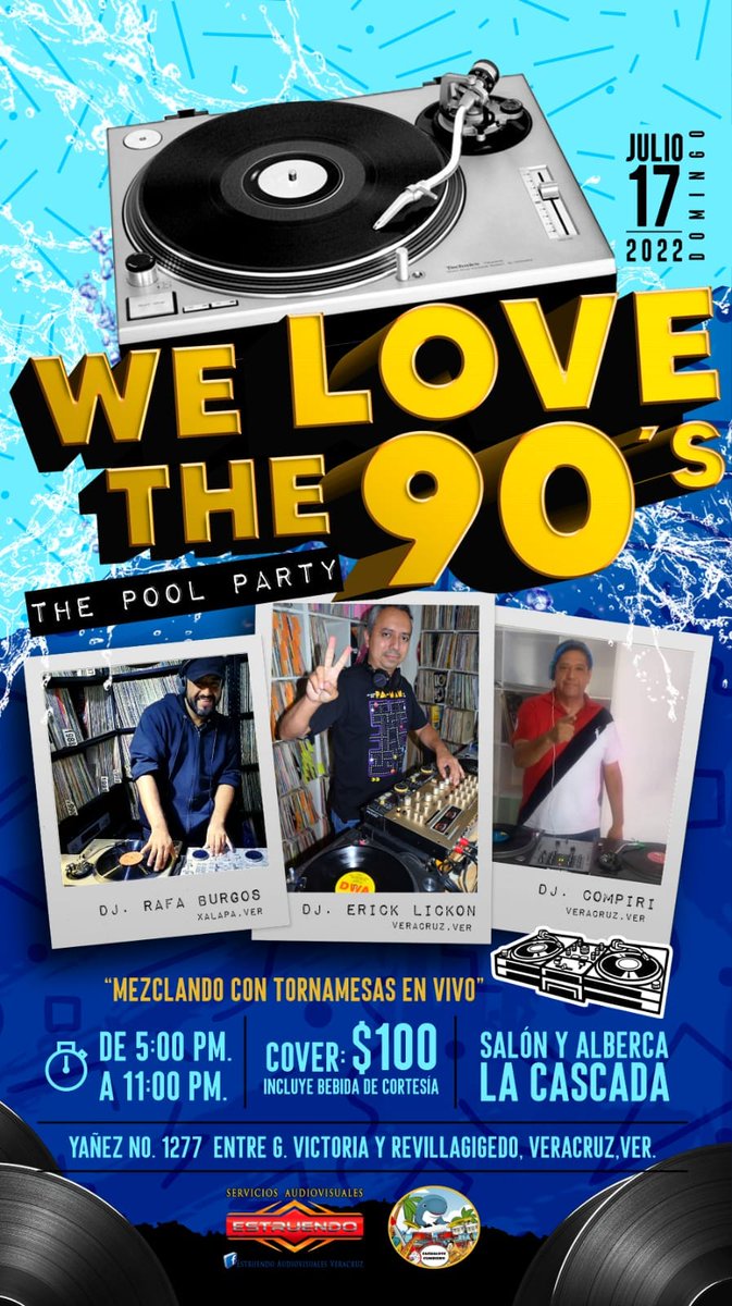 guiaconurbada's tweet photo. Flyer Oficial !!!
We Love The 90s.
The Pool Party.
Domingo 17 Julio 2022
5pm a 11pm
Salon la Cascada ( Yañez #1277) https://t.co/QGAvcfbWtA