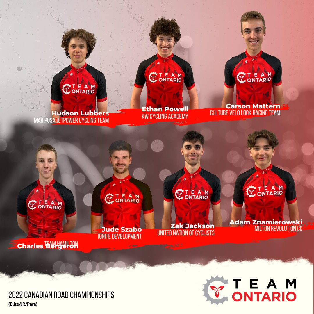 Ontario Cycling (@ontariocycling) on Twitter photo Meet your #TeamOntario U19/U23 men's riders for the 2022 Canadian Road Cycling Championships in Edmonton, Alberta, from June 23rd-27th.
#OntarioCycling #OC #RoadNationals #CanadianChampionships
<a href="/miltonrevcc2017/">Milton Revolution CC</a> <a href="/U19culturevelo/">Team Culture Vélo Look U19</a> <a href="/ncch01/">NCCH</a> <a href="/Goody2112/">Team Liftow - KWCA</a> <a href="/MariposaBikes/">Mariposa Bicycles</a> Meet your #TeamOntario U19/U23 men's riders for the 2022 Canadian Road Cycling Championships in Edmonton, Alberta, from June 23rd-27th.
#OntarioCycling #OC #RoadNationals #CanadianChampionships
<a href="/miltonrevcc2017/">Milton Revolution CC</a> <a href="/U19culturevelo/">Team Culture Vélo Look U19</a> <a href="/ncch01/">NCCH</a> <a href="/Goody2112/">Team Liftow - KWCA</a> <a href="/MariposaBikes/">Mariposa Bicycles</a>