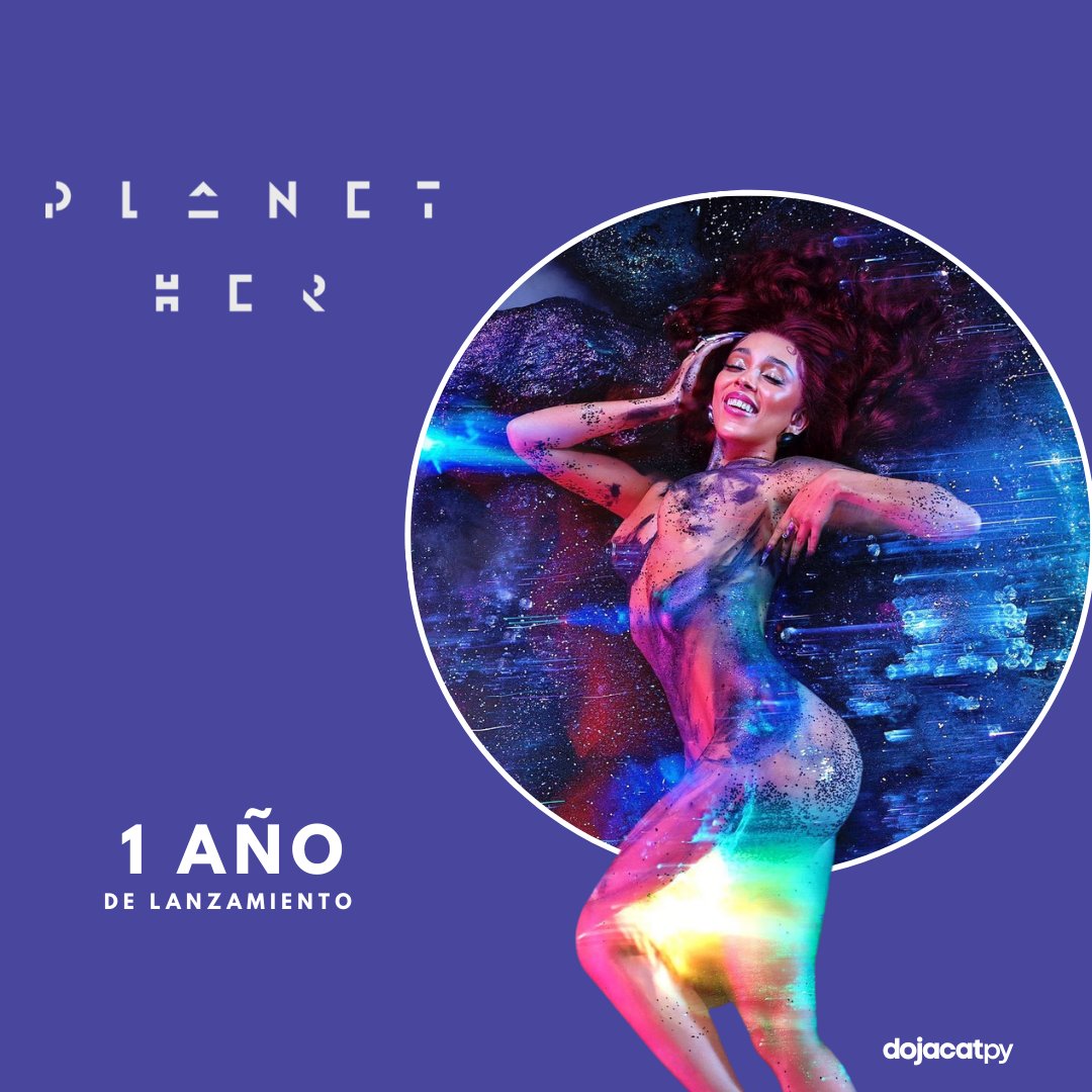 DojaCatPY's tweet photo. 🎉 | Se cumple un año del lanzamiento del tercer álbum de estudio de @DojaCat "Planet Her".🪐

- El álbum cuenta con varios récords, incluyendo nominaciones al GRAMMY por "Álbum del Año" y "Mejor Álbum Pop Vocal"🥳 https://t.co/YH6ISgBHNM