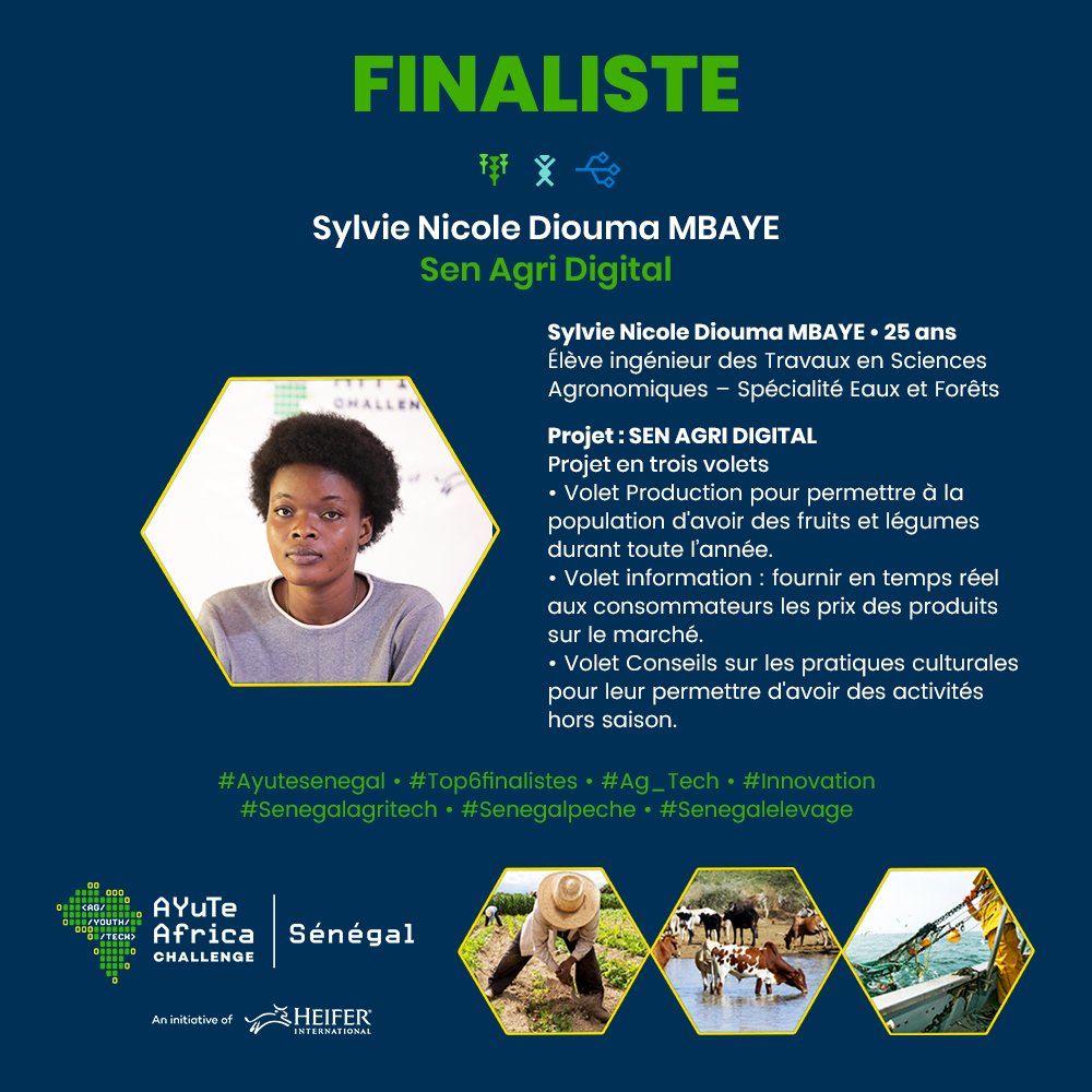 🔘 Entrepreneure dynamique et engagée
✔️ Projet : Sen Agri Digital
Une de ces startupers sur lesquels il faudra compter pour la politique de dynamisation de l’Agriculture au Sénégal et en Afrique dans un contexte d’agriculture 4.0. 
#agritech  #innovation #Technology