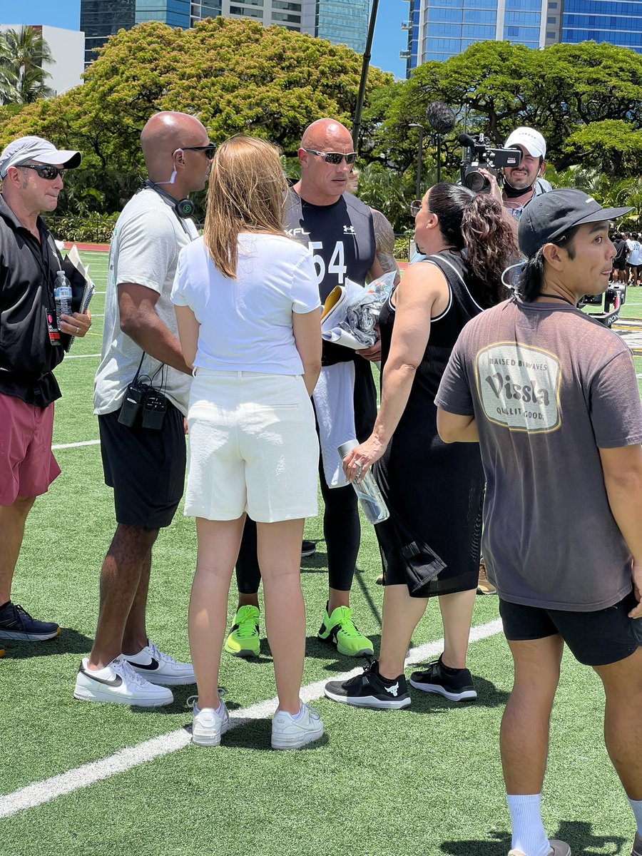 GuavaPressMedia's tweet photo. Here’s The Rock!
#XFL #DanyGarcia #RussBrandon #XFLShowcase #XFLShowcaseHawaii #TheRock #DwayneJohnson #McKinleyHighSchool #HonoluluHawaii #GuavaPress https://t.co/GG1GmcRlGL