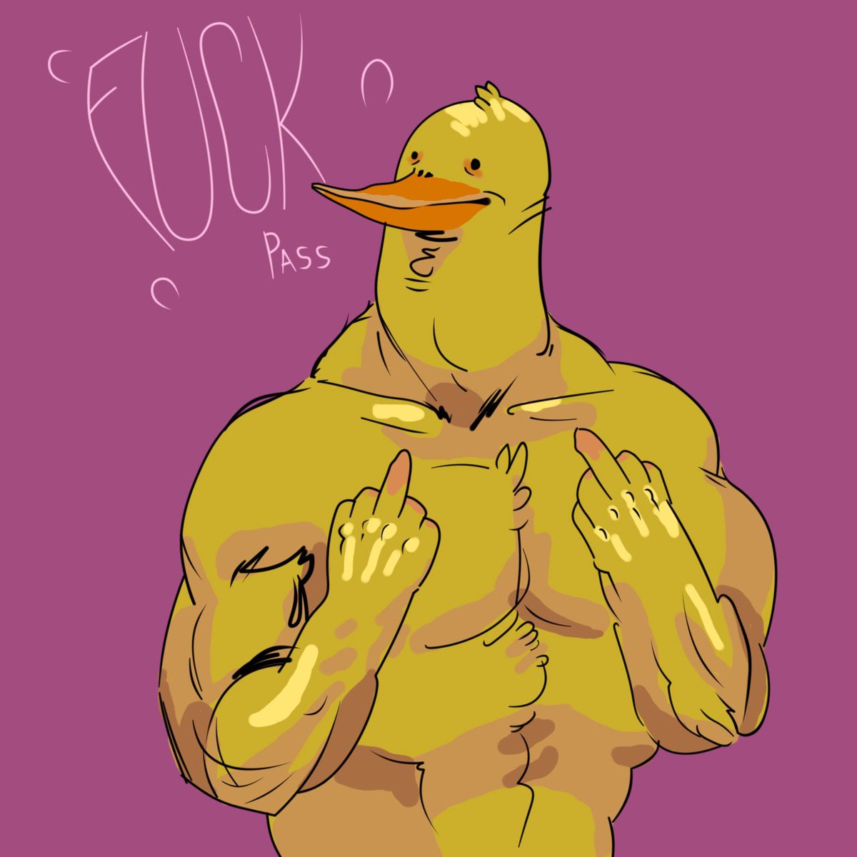 Bobdogso's tweet photo. I already back and ready to show my new art.@FuckPassNFT this is for you.   This duck loves FuckPass project.I hope you will rate my art. #fuckpassNFT https://t.co/ZYtnfF5Ya8