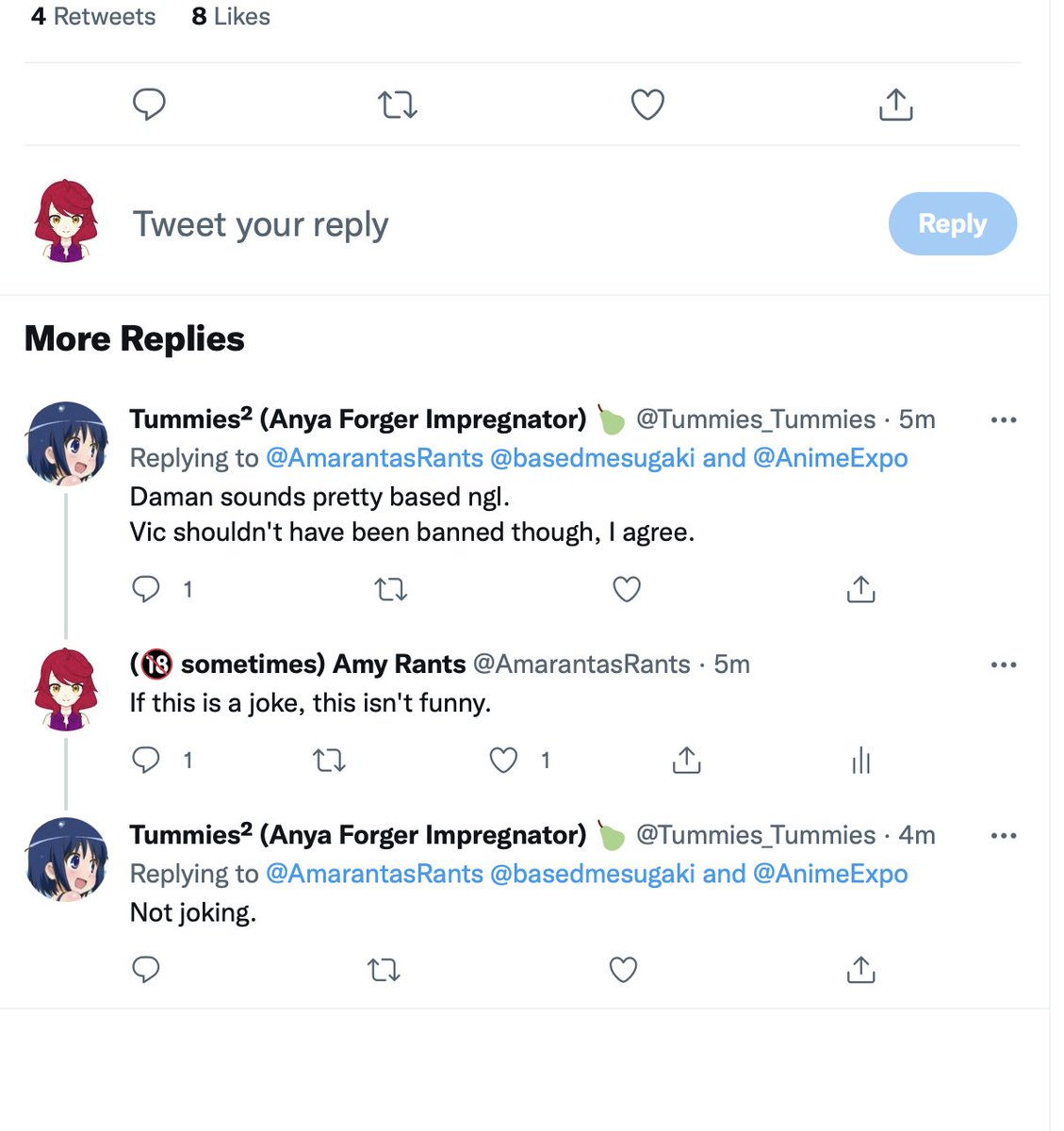 Amarants_Talk's tweet photo. Also, block & report Daman Mills' supporters
#KickDaman #BoycottAnimeExpo https://t.co/w7YJ60NENK