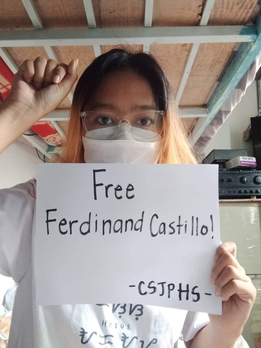 CSJPHighSchool's tweet photo. Kaya naman, ang panawagan ng mga kabataan at estudyante ay agad na palayain si Ferdinand Castillo! Palayain ang tunay na nagsisilbi sa bayan! Palayain lahat ng bilanggong pulitikal!

#FreeFerdinandCastillo
#FreeAllPoliticalPrisoners https://t.co/RetXMhpg4I