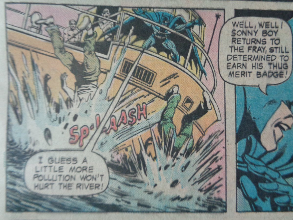 btoandbatbooks's tweet photo. Holy Ecology, Batman!
Today's Comic Book Sound Effect: SP-LAASH*
(along with some bonus Batman snark to the right)
(*Courtesy of #Batman; from Batman #264, art by Ernie Chua (Chan) and Dick Giordano & Co.)
#comicbooksoundeffects https://t.co/8ZbcOL5AlJ