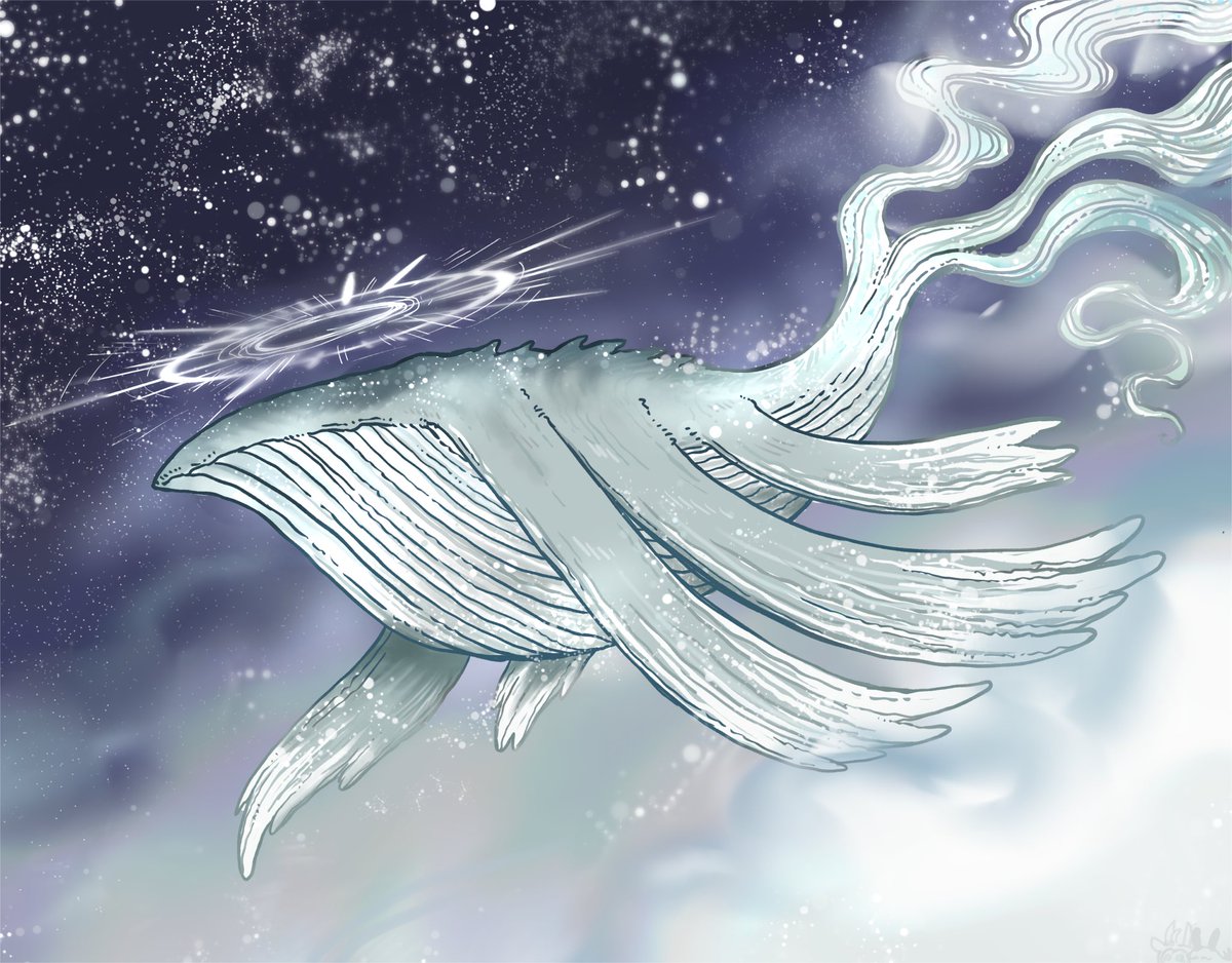 「『宇宙駆ける神鯨』 」|棘茗のイラスト