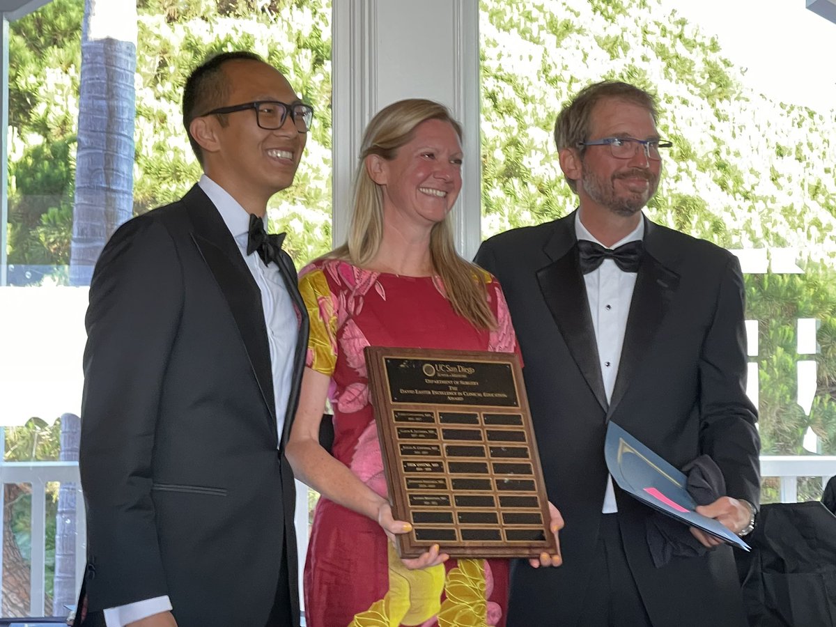 jaydoucet's tweet photo. Congratulations to Dr Allison Berndtson, a formidable trauma surgeon, who was voted the Dr David Easter Award for Excellence in Clinical Education, by our UC San Diego Surgery Residents! https://t.co/aLEZPEuMBb