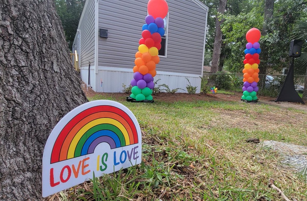 votejoshuahicks's tweet photo. A Prideful 🌈 Saturday. Celebrated the grand opening of the #AmberHouse, which will support homeless LGBTQ+ youth in our community. Thank you @StowersKamren! And then I spoke & attended the “Proud To Say Gay” rally at the courthouse. We aren’t going anywhere. #SayGay #BeYOU 🏳️🌈🏳️⚧️ https://t.co/WqwxsUlbcV