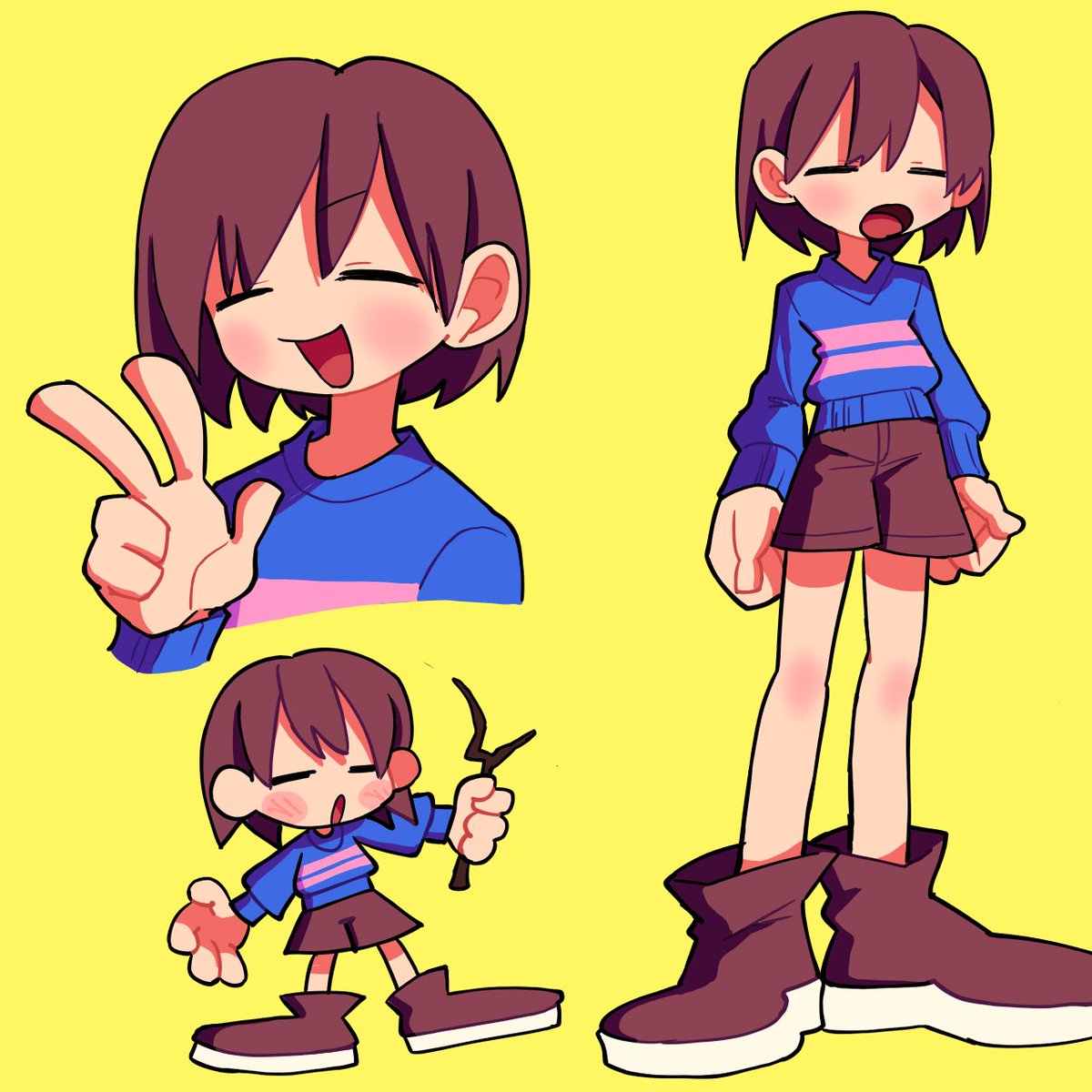frisk and chara (undertale) drawn by saki_(a01_31)