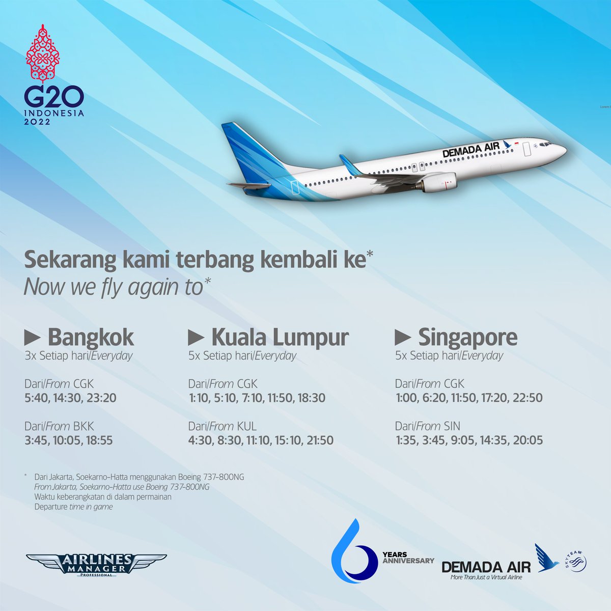 DEMADAAIR's tweet photo. Sekarang kami terbang kembali ke 3 negara pada Airlines Manager.

Now we fly again to 3 country on Airlines Manager.

#DEMADAAIR #DEMADAGroup #AirlinesManager #AirlinesPainter https://t.co/IWxgnlgJU0