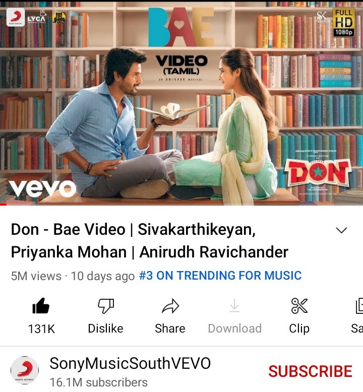 sk_blood_arun's tweet photo. 5️⃣Million+ views for our #BaeVideoSong ❤️
Trending in YouTube with 131K+ likes 💥🕺
▶️https://t.co/I0pXktZQqk
#PrinceSK #MegaBlockBusterDON #Bae #SnA https://t.co/YkQPcsRJco