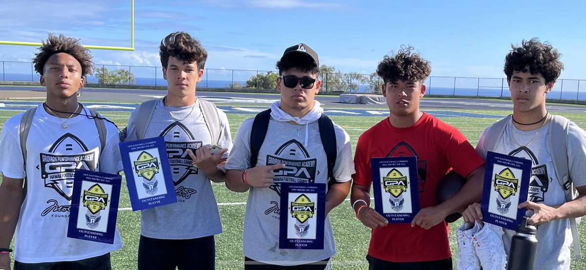 Humbled to receive the QB MVP award at the GPA football camp today  with my brothers. <a href="/richmiano38/">Rich Miano</a> <a href="/CoachDanEnos/">Dan Enos</a>  <a href="/CoachStutzmann/">Craig K. Stutzmann</a> <a href="/CoachChapin/">Jim Chapin</a> <a href="/UR_CoachGood/">Jim Good</a> <a href="/LukeSchleusner/">Luke Schleusner</a> <a href="/MM8Foundation/">Motiv8 Foundation</a> <a href="/HDVitamins_808/">HAWAII DISCOUNT VITAMINS</a> @808FBRecruits <a href="/Coach_Lindgren/">Brian Lindgren</a> <a href="/Coach_Skjold/">Greg Skjold</a> <a href="/rhettlashlee/">Rhett Lashlee</a> <a href="/UTRScouting/">Under the Radar</a>