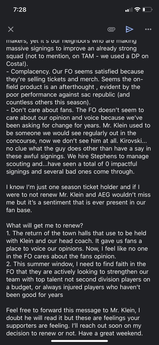 Just sent this to my rep because they let me know about auto renew for season tickets. <a href="/LAGalaxy/">LA Galaxy</a> I’m seriously considering not renewing for next year because I have zero faith in our FO. Work to hard to be giving my money away. #LAGalaxy #vamosgalaxy