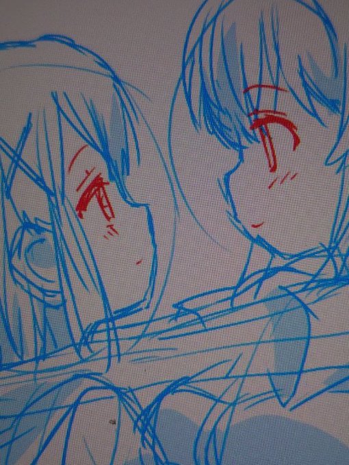 昨日眠すぎて下書きまでしかできなかった絵続き描く 