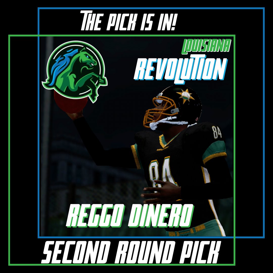 SFLRevolution's tweet photo. 📣THE PICK IS IN📣
The Revs has boosted their WR corps with their 2nd round selection of WR Reggo Dinero. Welcome to the Swamp Mr. Dinero! #RevUp #DraftingTalent #StackingTalent @simulationfl https://t.co/P3GZJTBubq
