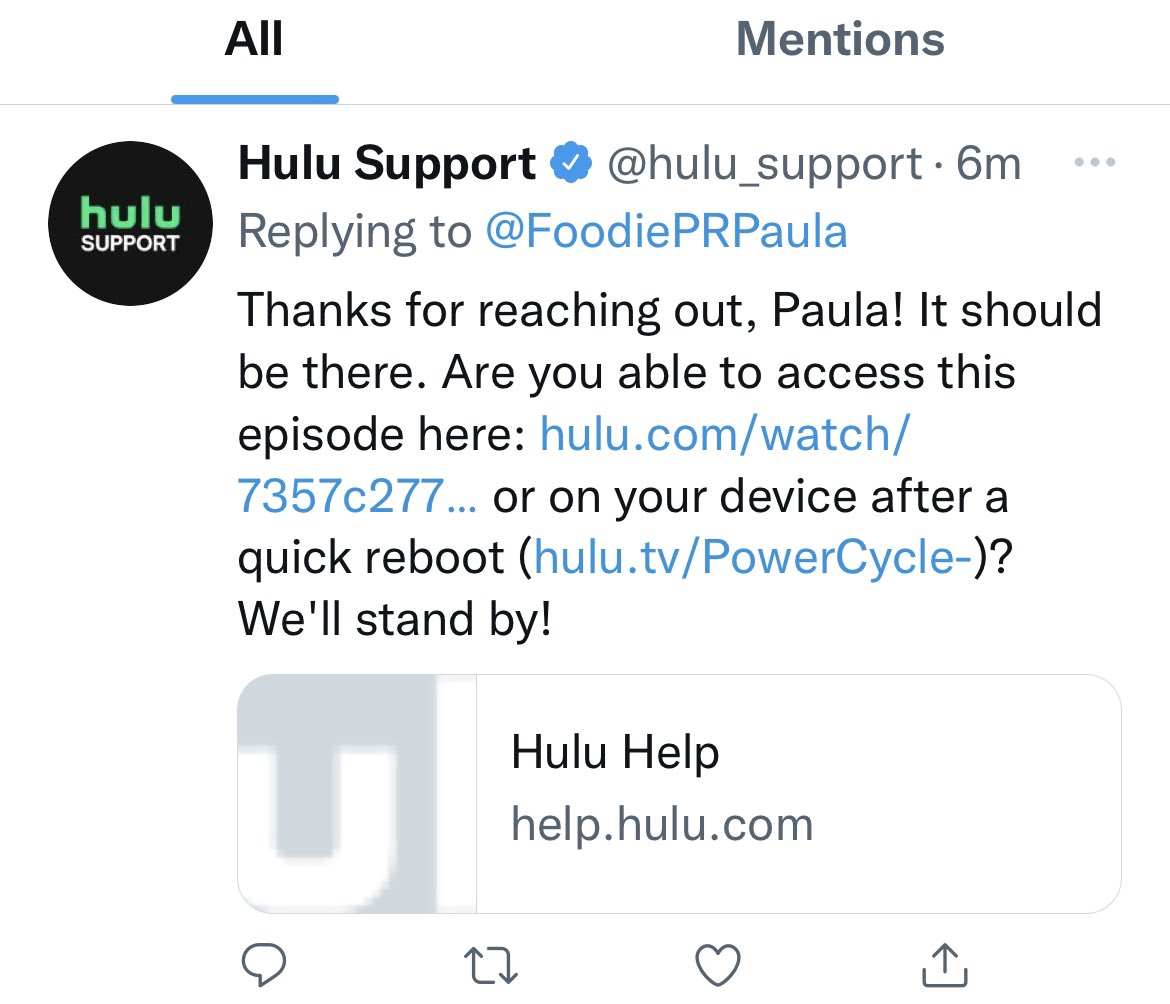 FoodiePRPaula's tweet photo. @hulu_support https://t.co/4xqbLqQBKM
