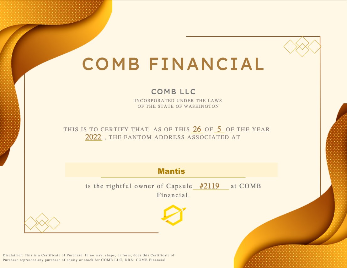 MantisCrypto_'s tweet photo. This tradable 130% APR fNFT is a liquidity miner that purchases $COMB off the market with mined rewards.
Compounding the $COMB rewards creates a deflationary mechanism, providing the community with the ability to support price action.
#CAPSULE #COMBISGOLD #FTM https://t.co/E31kQffcoO