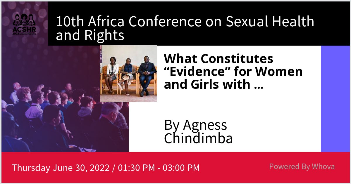I am speaking at 10th Africa Conference on Sexual Health and Rights. Please check out my talk if you're attending the event! #ACSHR2022 #CollectiveAtWork - via #Whova event app