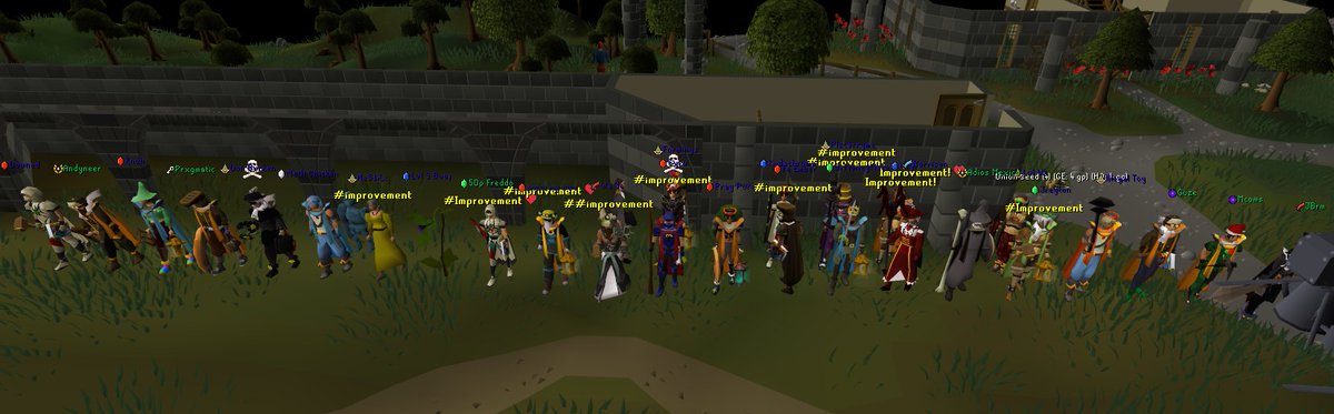 ImprovementOSRS's tweet photo. Thank you to all the clan members that took time out of their day to come hangout and enjoy a clan funded drop party! :D 👑 https://t.co/nLuQ9VewwM