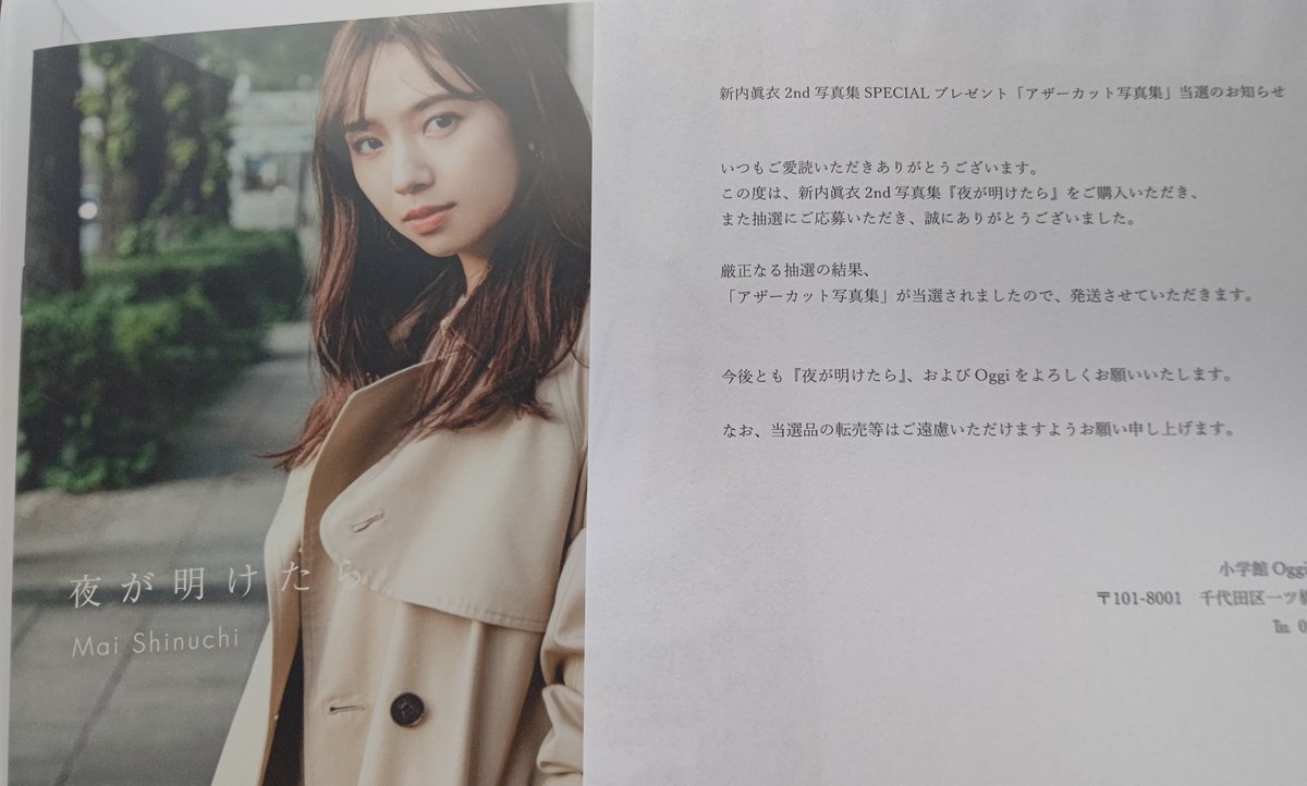 元乃木坂46 新内眞衣 アザーカット写真集「夜があけたら」（当選