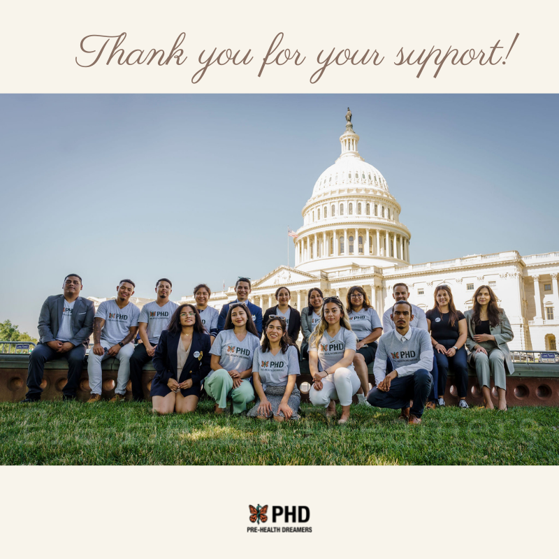 Get your PHD swag! phdreamers.org/donate

Donate $100
6/25 - 7/1 to receive your PHD mug or tote bag!

Your donation will provide guidance, advising, networking, community building, and institutional advocacy that supports pre-health undocumented students.

Thank you!