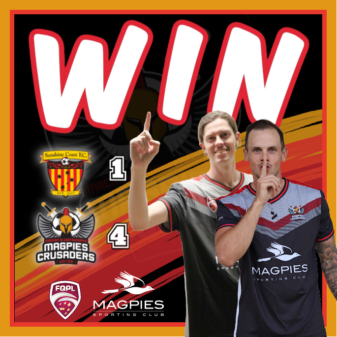 A great 4-1 win last night for Magpies Crusaders United against Sunshine Coast Fire. 2 goals each to Michael Lyall and to new recruit Morgan Saunders saw a very dominant 2nd half for the lads. Next game vs Edge Hill Utd in the Australia Cup.