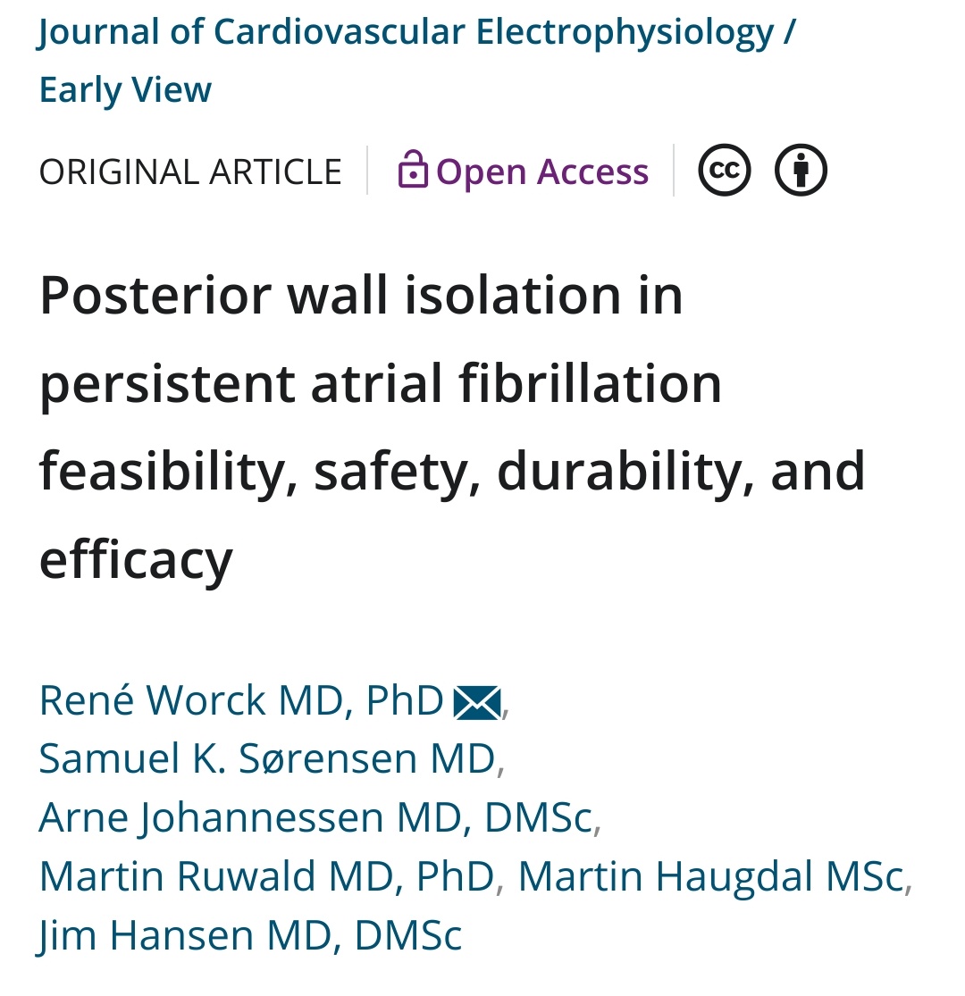 In this @JCardioEP sdy @ReneWorck et al found that single-procedure pulmonary vein isolation + left atrial posterior wall isolation ❤️‍🔥for persistent #AFib 💓was feasible and this strategy was followed by a AF-burden of 25% at 180 days 📉

🔗bit.ly/3Nm0mN8

#EPeeps