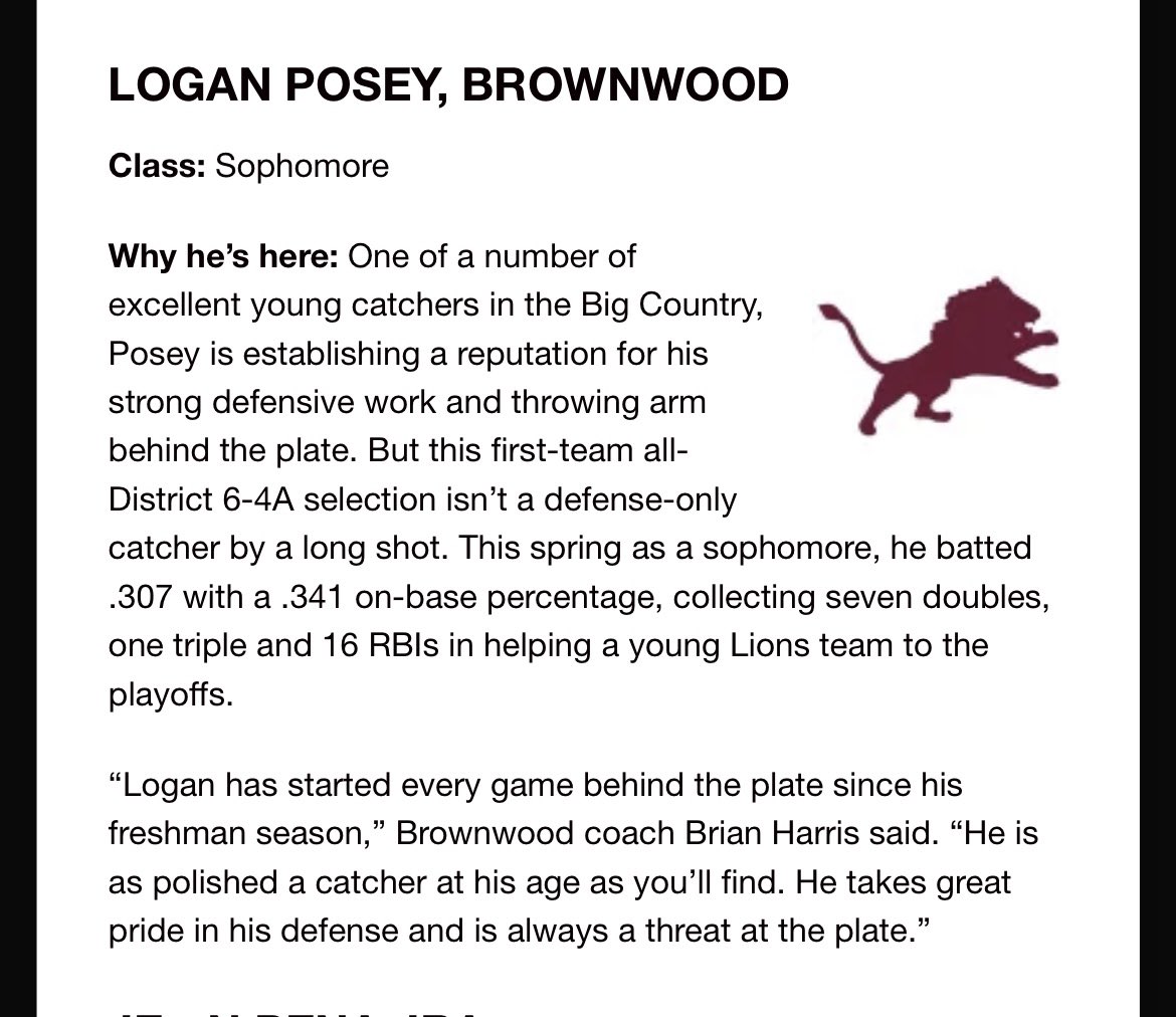 PoseyCatcher's tweet photo. Thank you @DPYoungblood for the  recognition as one of the 2022 Big Country Preps Rising Stars. Congrats to my teammates on their recognitions. https://t.co/Qfj6XOhNpz