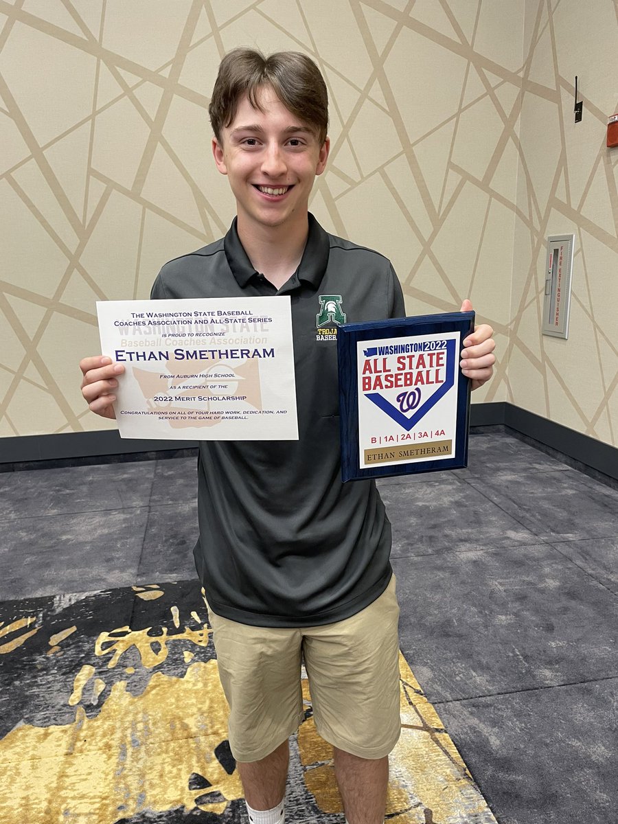 AHS Trojan Baseball (@trojan_baseball) on Twitter photo Congratulations to Ethan Smetheram <a href="/EthanSmetheram/">Ethan Smetheram</a> for winning the 2022 Merit Scholarship recognized by The Washington State Baseball Coaches Association and All-Sate Series! <a href="/allstatewabb/">Washington All State Baseball</a> Congratulations to Ethan Smetheram <a href="/EthanSmetheram/">Ethan Smetheram</a> for winning the 2022 Merit Scholarship recognized by The Washington State Baseball Coaches Association and All-Sate Series! <a href="/allstatewabb/">Washington All State Baseball</a>