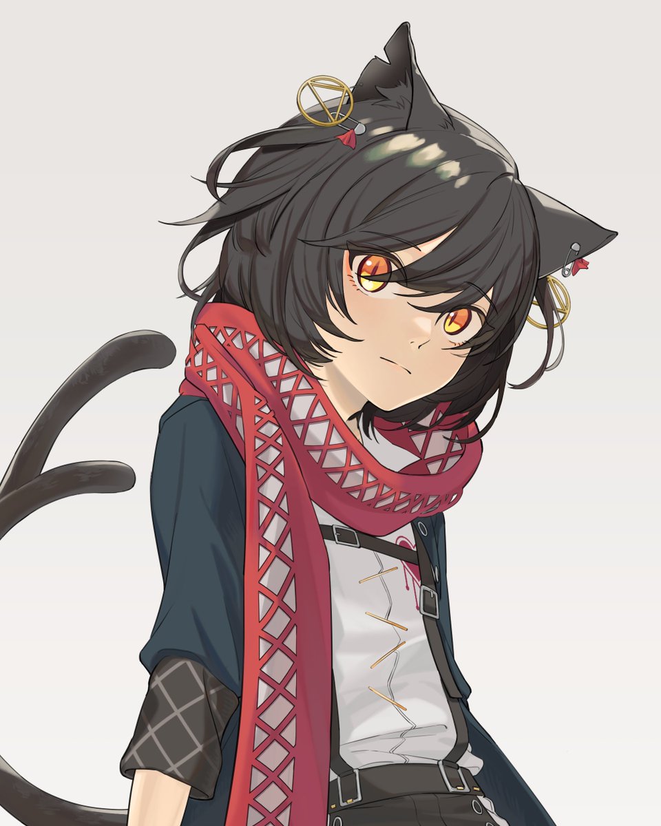 animal ears male focus 1boy cat ears cat tail tail black hair  illustration images