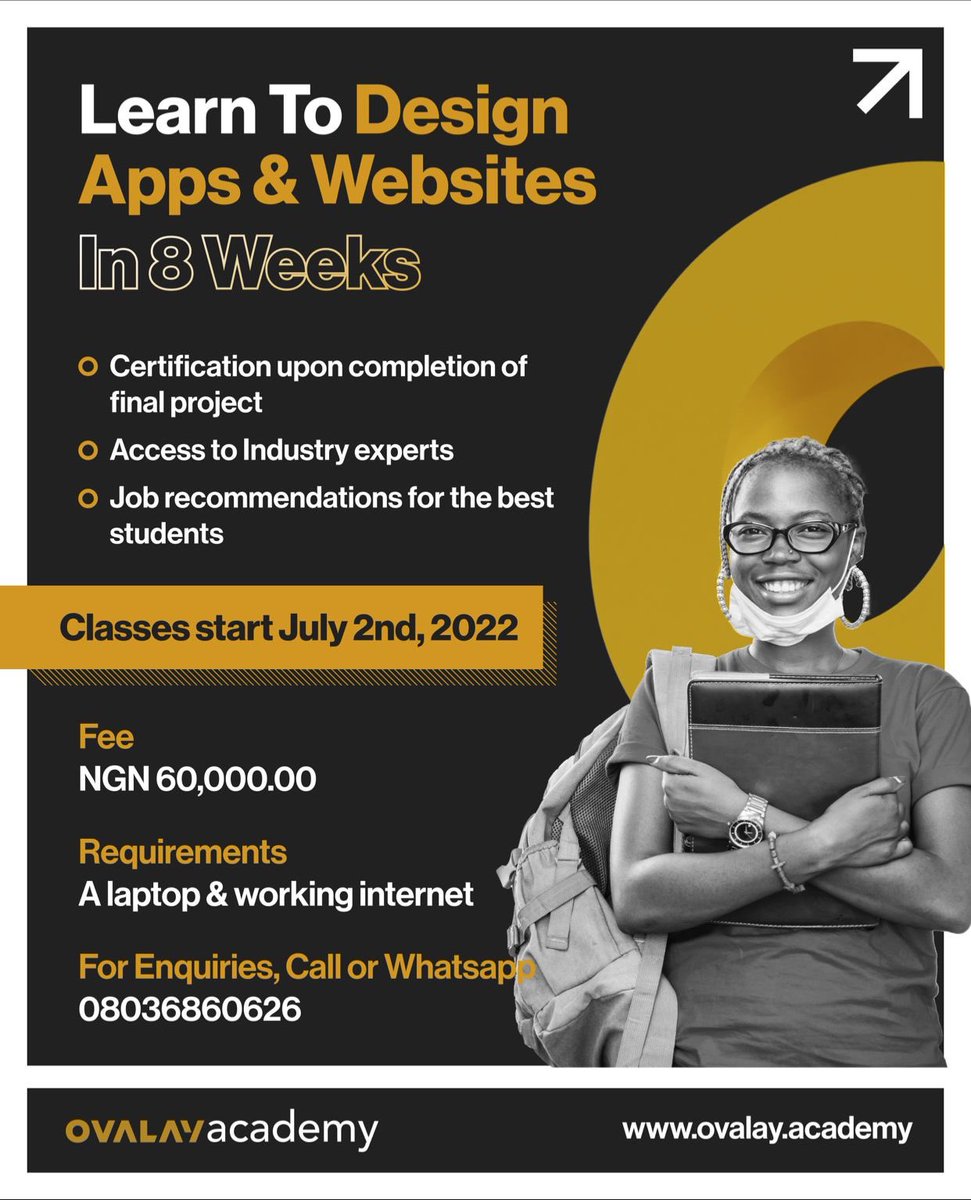 ovalaydigital's tweet image. Registrations are now open for the 6th Ovalay Academy cohort. Courses on offer include
- Product Design for beginners
- Webflow for Beginners
- Design Foundations
- Creative Coding for beginners.

Visit ovalay.academy/courses-ovalay… to book your spot.

Classes kickoff on 2nd of July